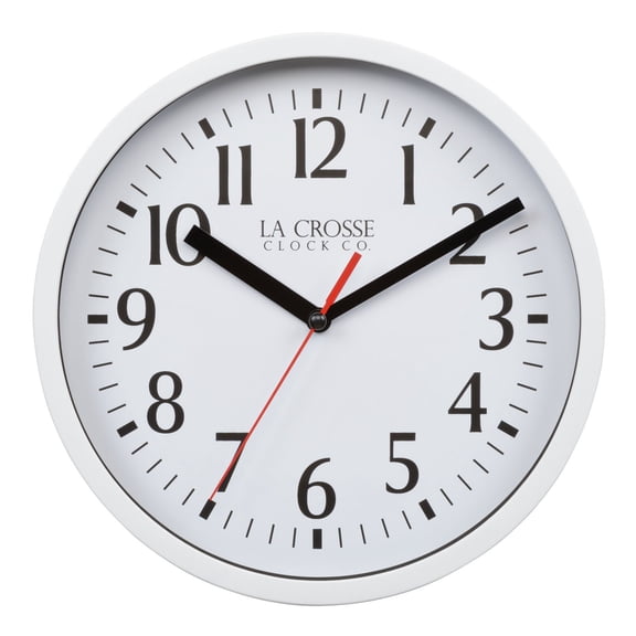 La Crosse Clock 8 inch Basics White Round Analog Quartz Wall Clock, 404-3020W
