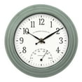 thumbnail image 1 of La Crosse 8" Sage Green Indoor/Outdoor Quartz Clock with Temp, 433-3020, 1 of 7