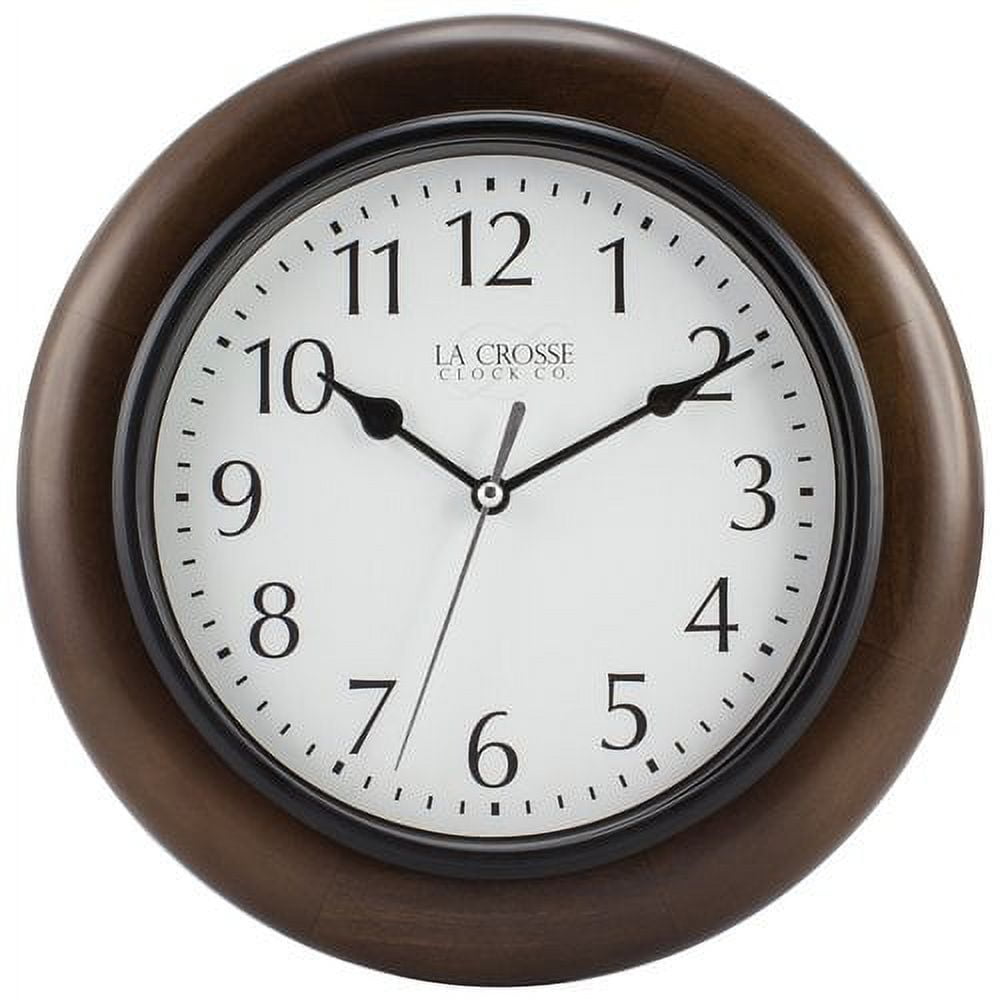 Linwood 10" Brown Pine Analog Wall Clock with White Dial
