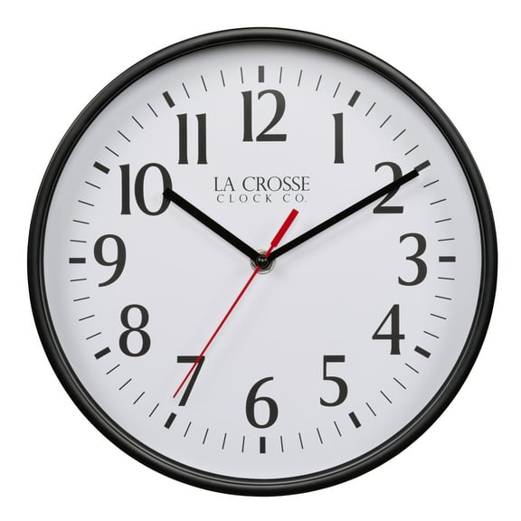 La Crosse Clock 10 inch Basics Analog Quartz Black Wall Clock, 404-3025B