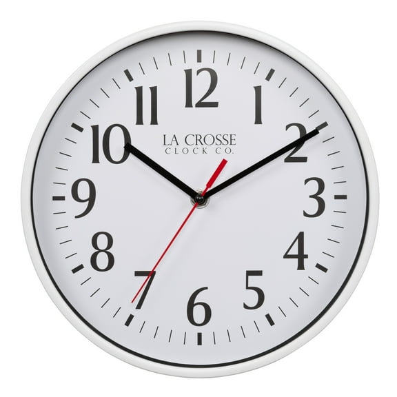 La Crosse Clock 10 inch Basics Analog Quartz White Wall Clock, 404-3025W