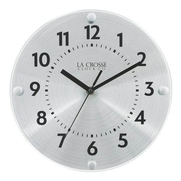 La Crosse Clock 10-inch Orion Metal Silent Sweeping Quartz Analog Wall Clock, 404-3725