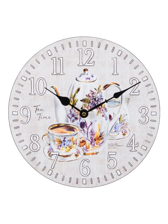 La Crosse Clock 12 inch Tea Time Quartz Analog Wall Clock, 404-2631T