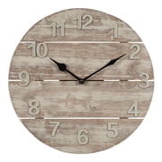 La Crosse Clock 12-inch Sunwashed Wood Brown Quartz Analog Clock, 404-3430W