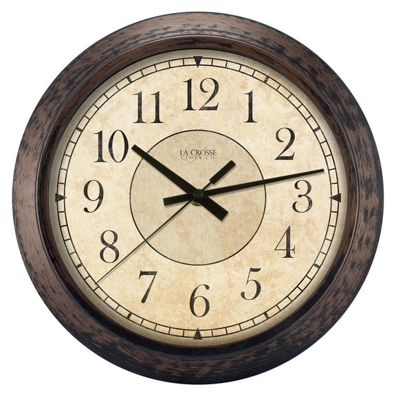 La Crosse Clock 14 inch Rustic Savannah Bronze Traditional Quartz Analog Clock, 404-2635-Int
