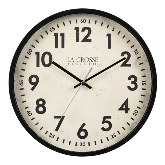 La Crosse Clock 14-inch Black Ellis Quartz Analog Wall Clock, 404-3036B