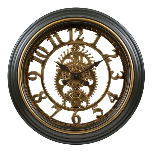 La Crosse Clock 20 inch Bronze Antiqued Gears Vintage Quartz Analog Wall Clock, 404-3051C