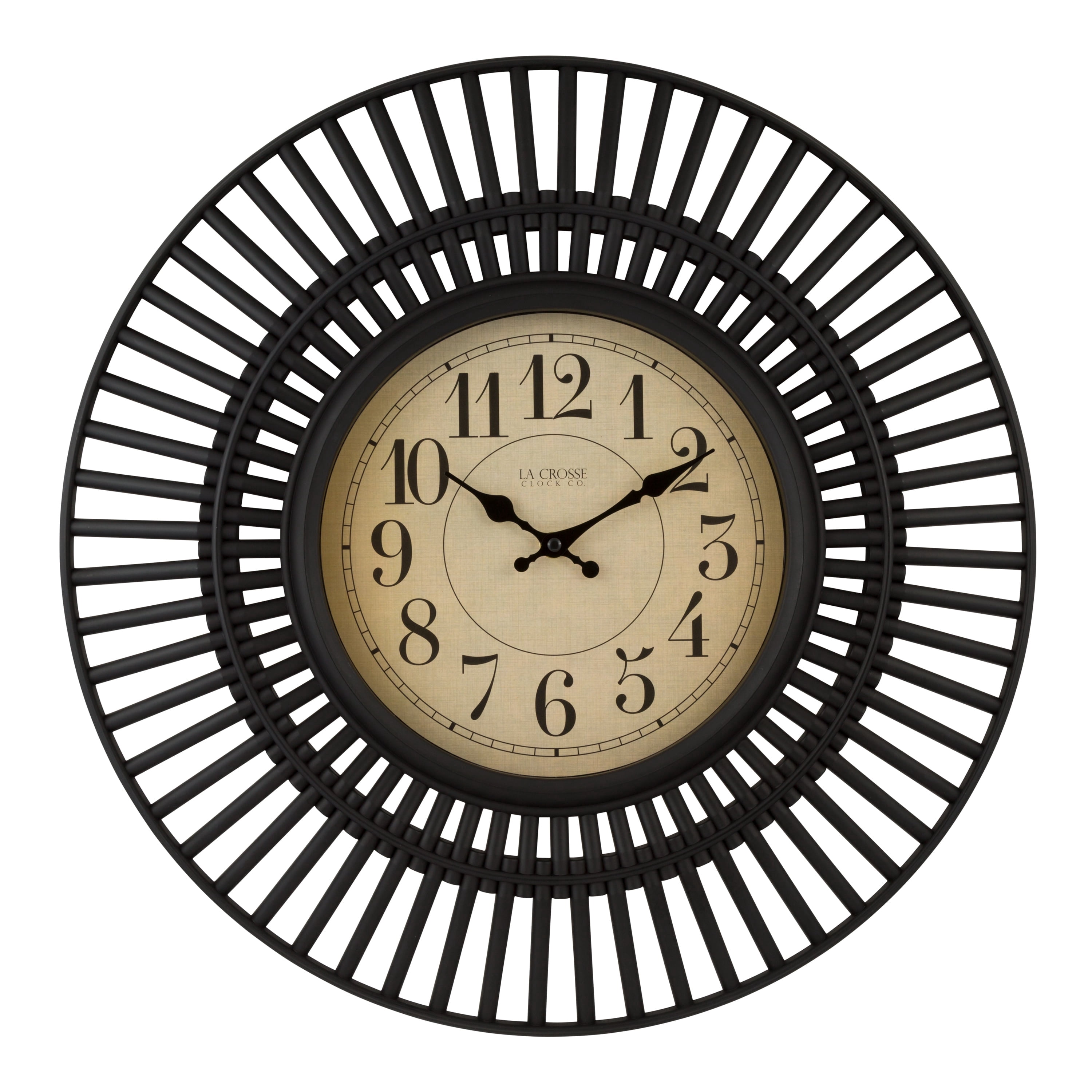 La Crosse Clock 20 inch Covington Contemporary Black Quartz Analog Wall Clock, 404-3051