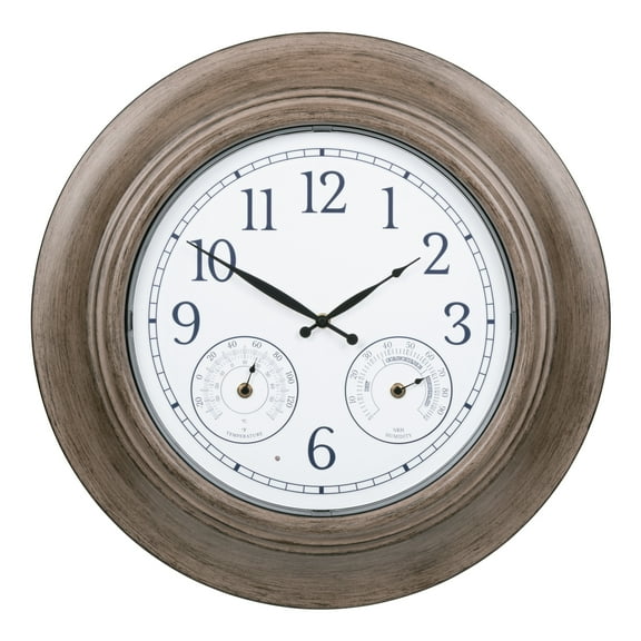 La Crosse Clock 21 inch Indoor/Outdoor Leaf Lighted Dial Quartz Analog Wall Clock with Temp & Humidity, 435-3256