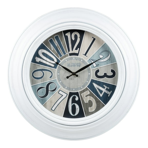 La Crosse Clock 22-inch Lakeside White Quartz Analog Wall Clock, 404-3056