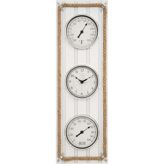 La Crosse Clock 25" Beadboard Quartz Clock with Temp and Humidity, BBB86064