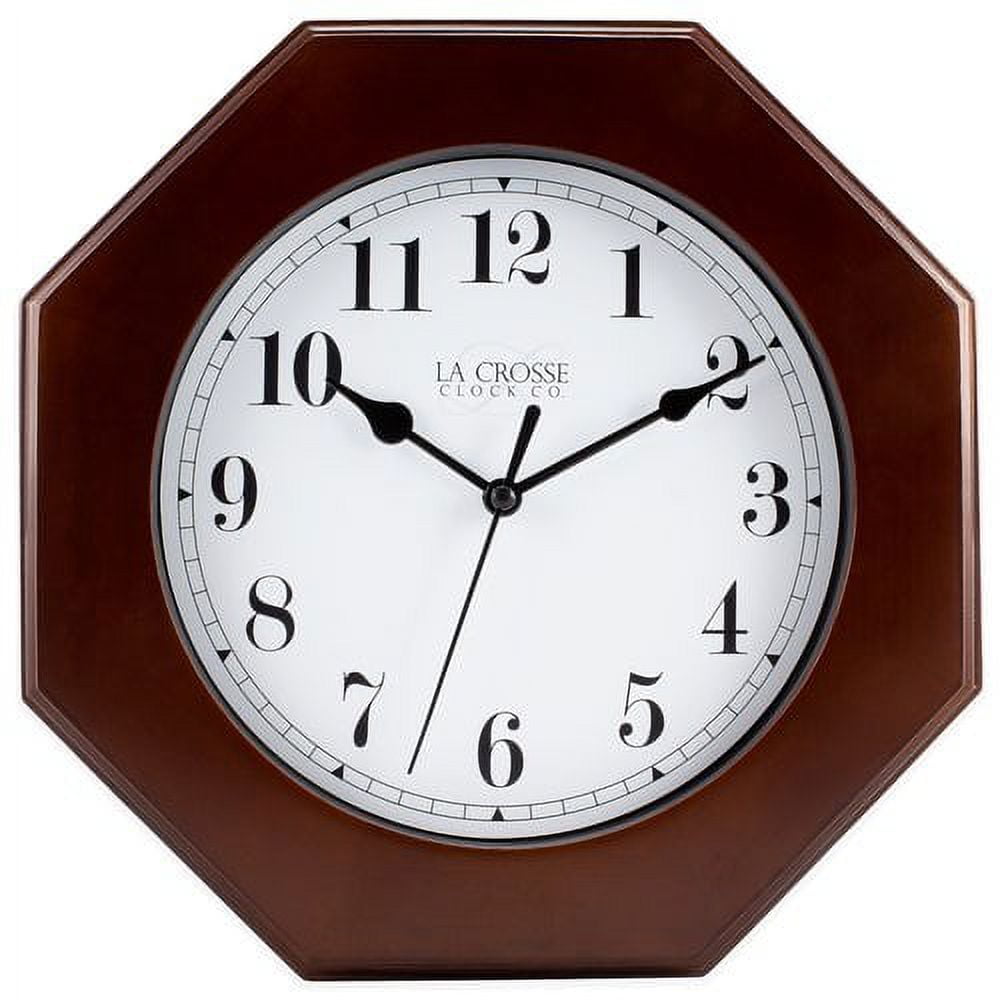 La Crosse Clock 404-2624O 9.5 Inch Octagon Wood Wall Clock