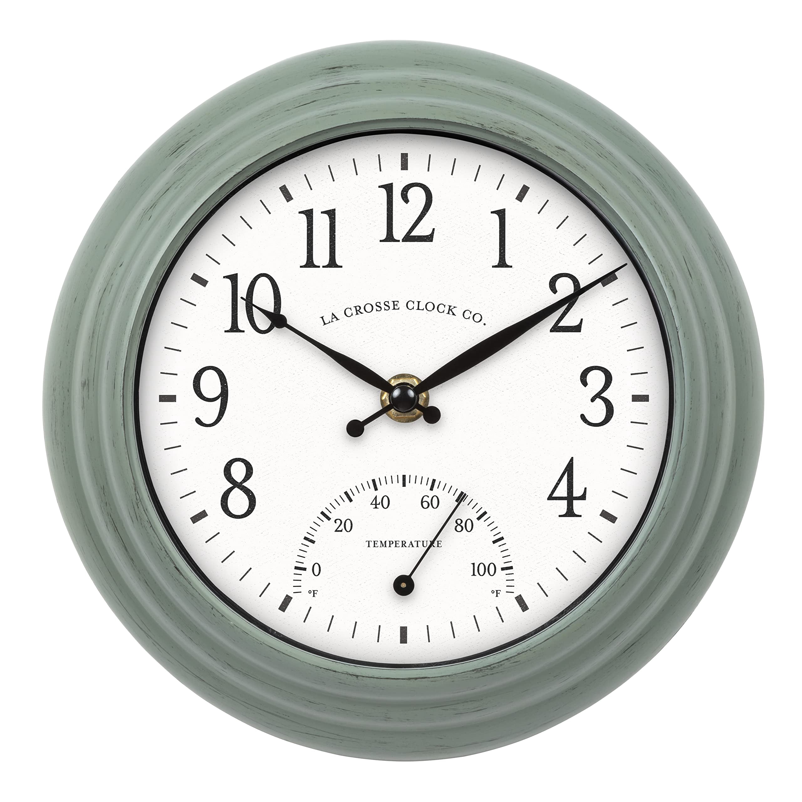 La Crosse Clock 433-3020 HMF23 8-inch Indoor/Outdoor Sage Green Quartz