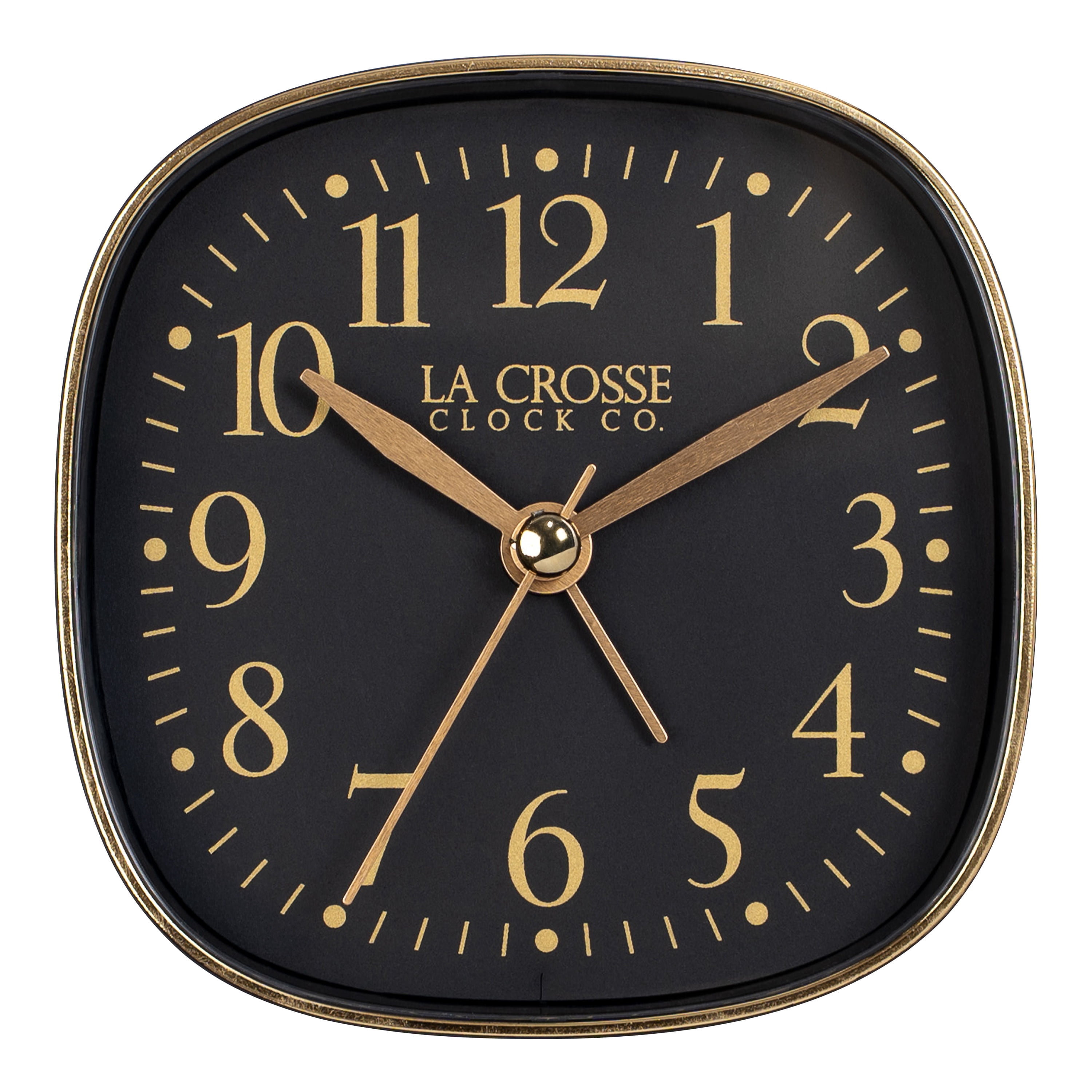 La Crosse Clock Black Square Silent Sweeping Analog Alarm Clock, 617 ...