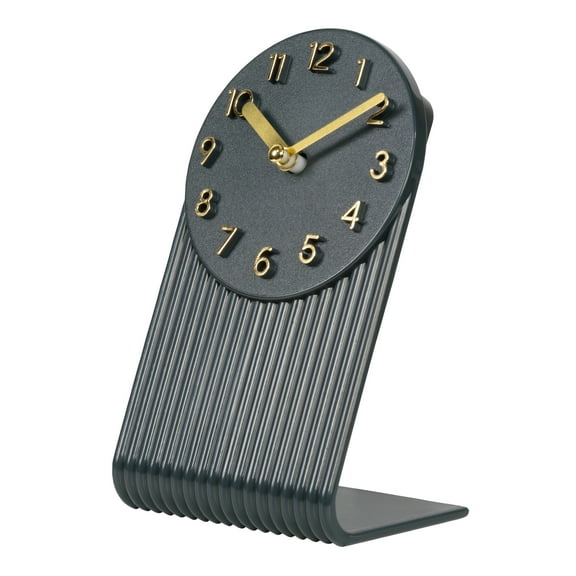 La Crosse Clock Grooves Midnight Gray Quartz Analog Tabletop Clock, 437-3015MG