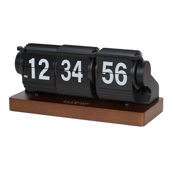 La Crosse Clock Rollins Mechanical Black Flip Analog Quartz Tabletop Clock, 536-526B