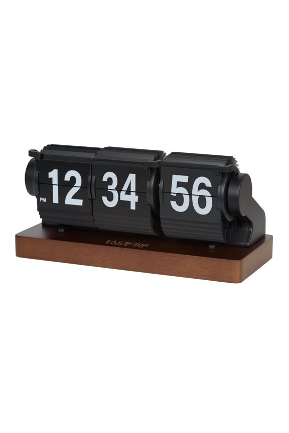 La Crosse Clock Rollins Mechanical Black Flip Analog Quartz Tabletop Clock, 536-526B