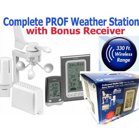 La Crosse Complete Professional Wireless Weather Station with Bonus Receiver Measures Rain Wind Humidity