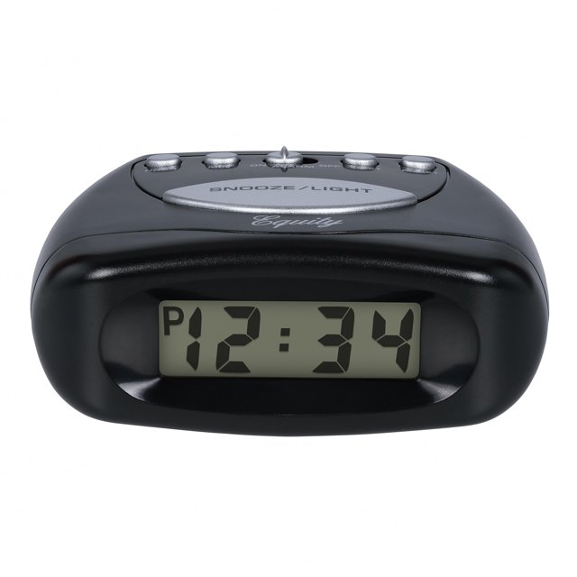 La Crosse LCD Snooze Alarm Clock, Black Battery Powered Digital Clock