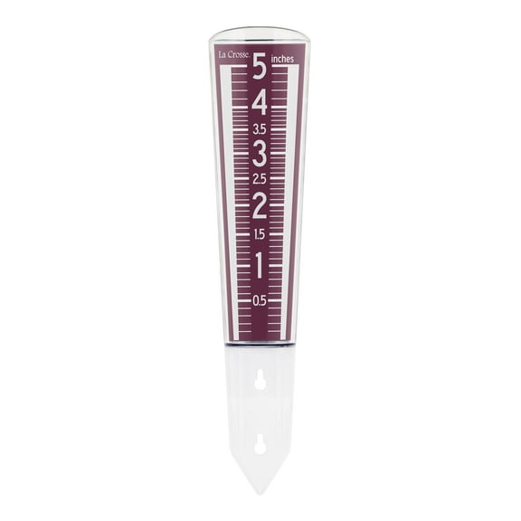 La Crosse Large Magnifying Easy Read 5 Inch Capacity Acrylic Rain Gauge in Burgundy, 704-1531R