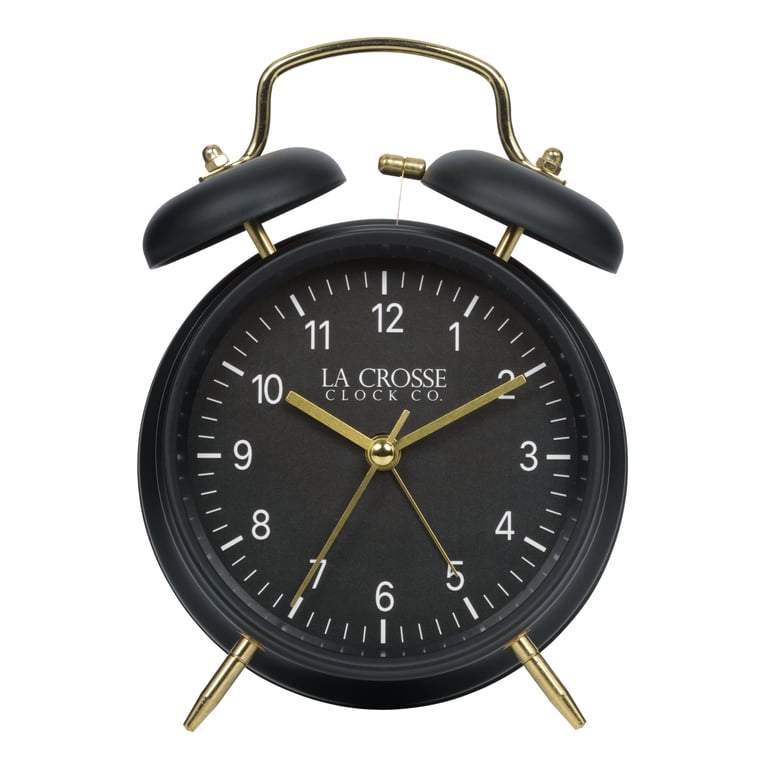 La Crosse Modern Black and Gold Twin Bell Analog Quartz Deep Sleep