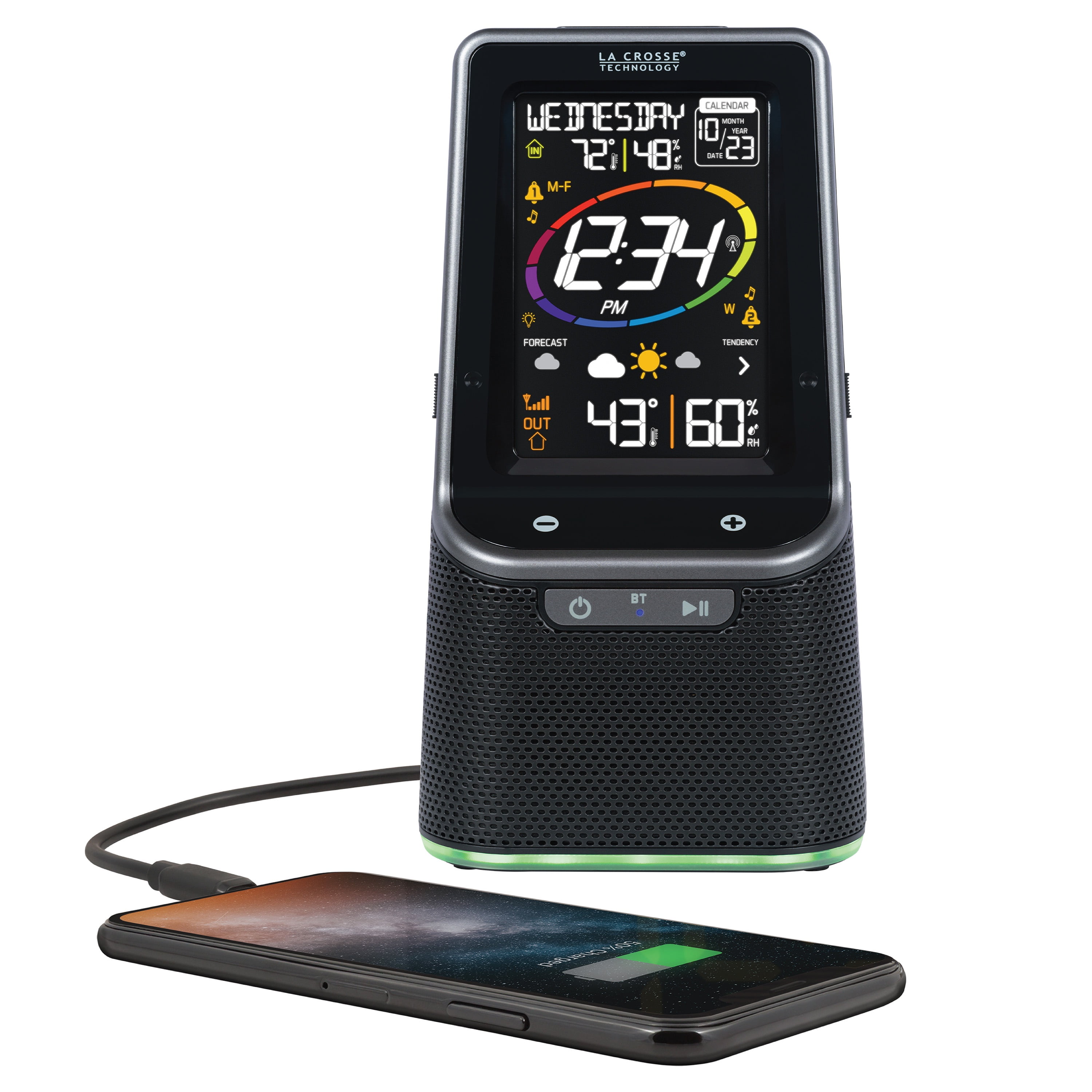 La Crosse Technology Wireless Weather Station with Bluetooth Speaker and Atomic Time and Date, S87078