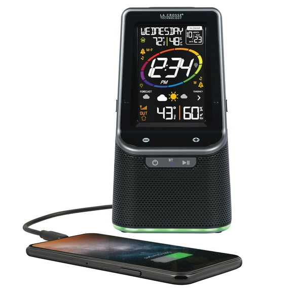 La Crosse Technology Wireless Weather Station with Bluetooth Speaker and Atomic Time and Date, S87078