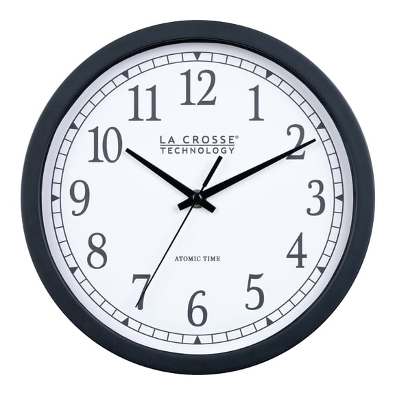 La Crosse Technology 10 inch Classic Black Atomic Analog Wall Clock, 404-3826