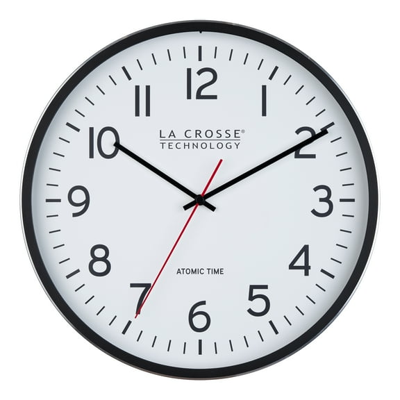 La Crosse Technology 11.8-inch Atomic Metal Analog Wall Clock, 404-3730