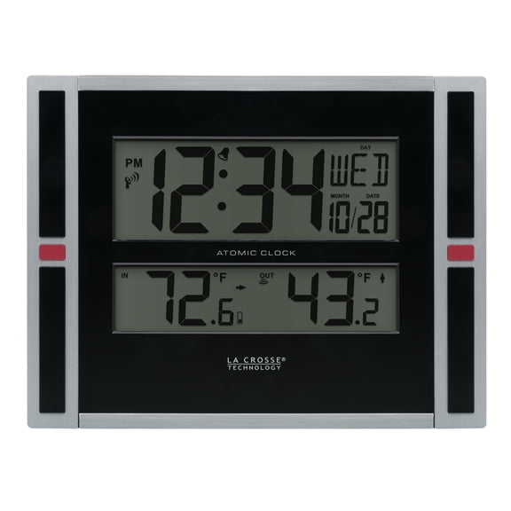La Crosse Technology 11" Modern Atomic Digital Tabletop / Wall Clock with Temperature, 513-149-Int