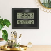 La Crosse Technology 11” Modern Black Digital Atomic Clock with Moon Phase, 513-75624-Int