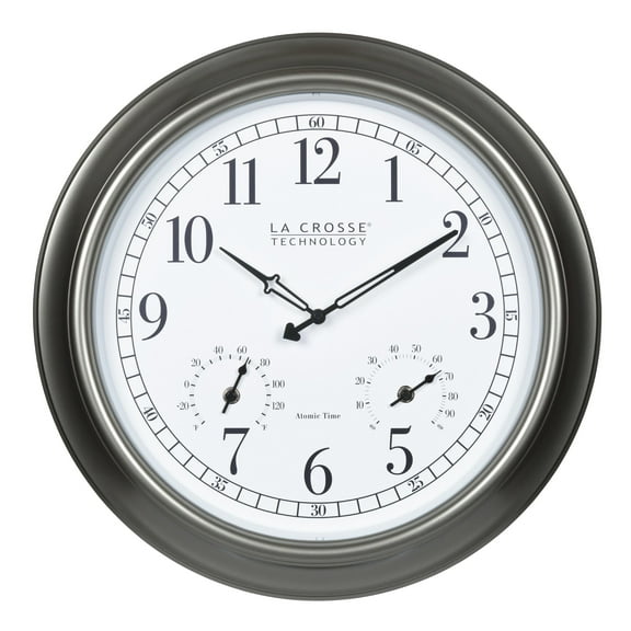 La Crosse Technology 18 Inch Classic Indoor/Outdoor Weather Resistant Atomic Analog Clock, 404-00237