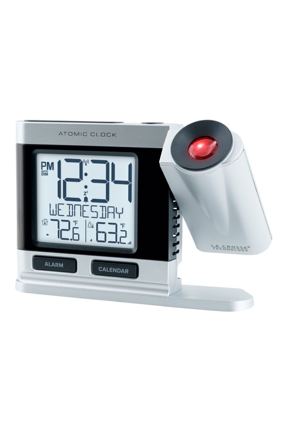 Digital Silver Atomic Projection Clock with Temperature, 616-1410