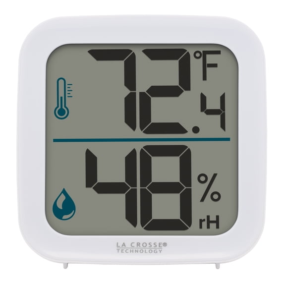 La Crosse Technology 302-1407W Monochromatic Digital Indoor Thermometer with Humidity - White