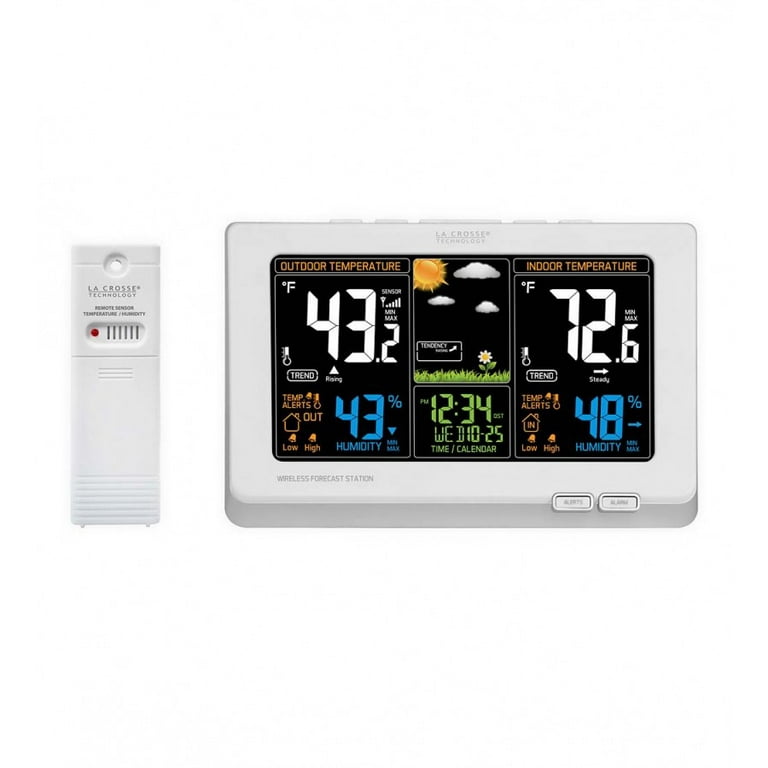 La Crosse Technology Wireless Atomic Digital Color Forecast Station with Alerts, White