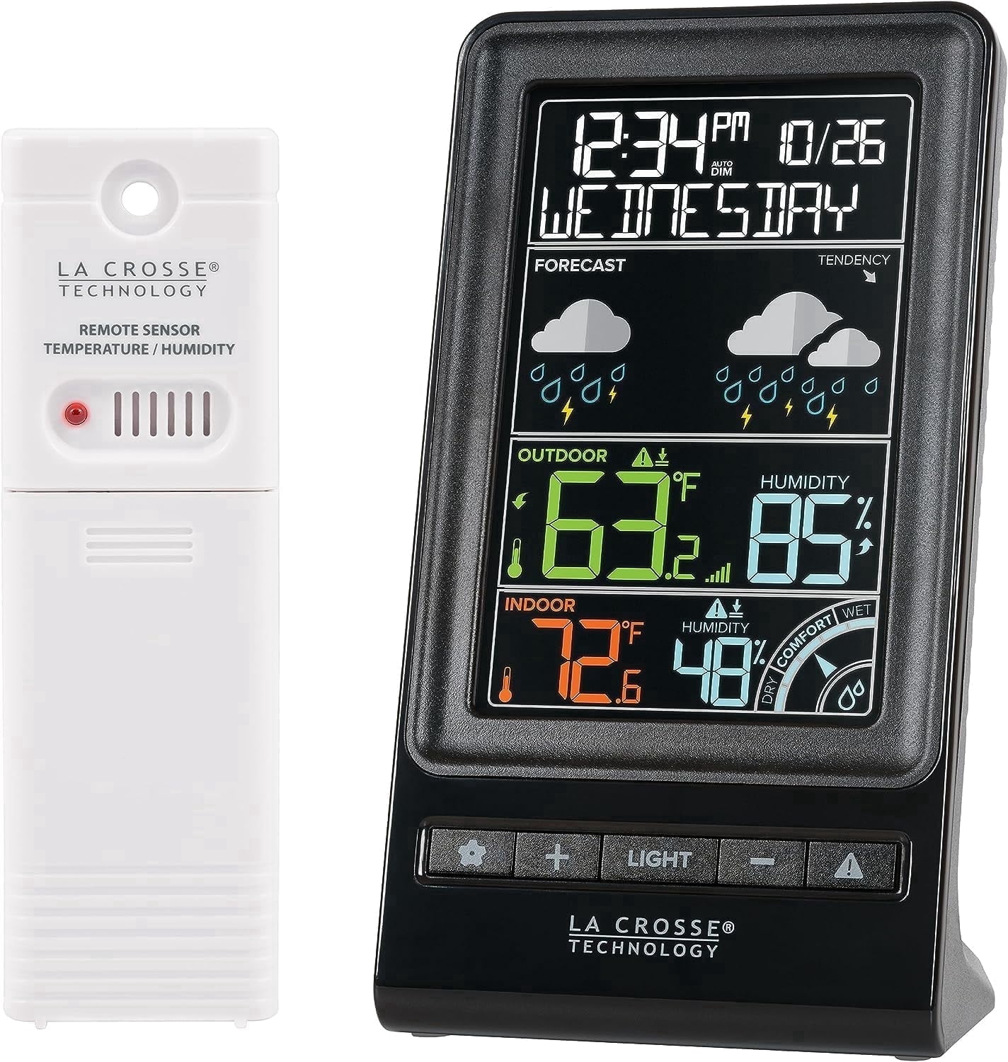 La Crosse Technology Black Digital Multi-Color LCD Wireless Weather Station, 308-1415C