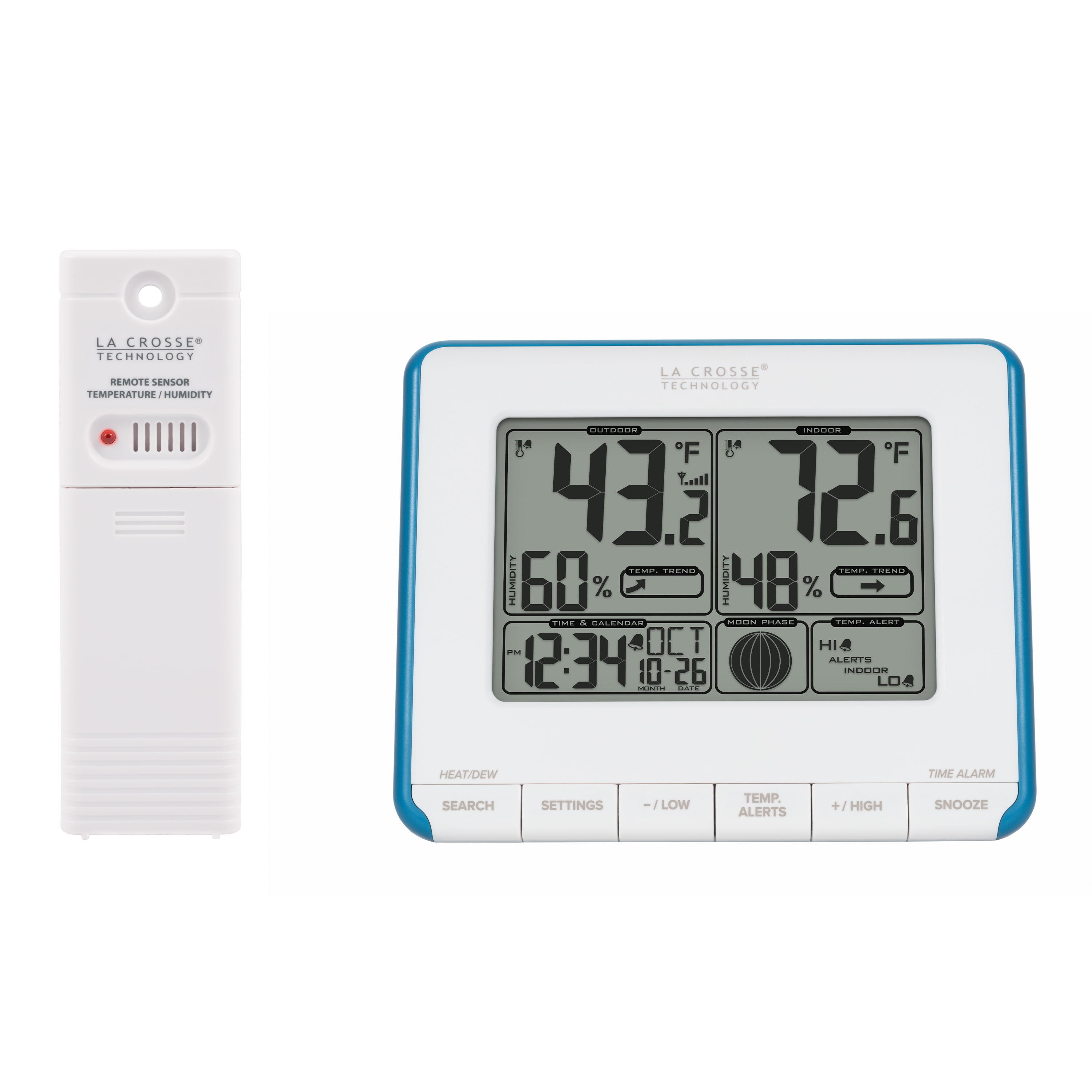 La Crosse Indoor/Outdoor Black & White Thermometer with Remote Sensor