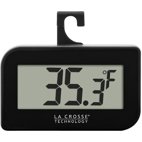 La Crosse Technology 314-152-B Digital Refrigerator-Freezer Thermometer with Hook, Black