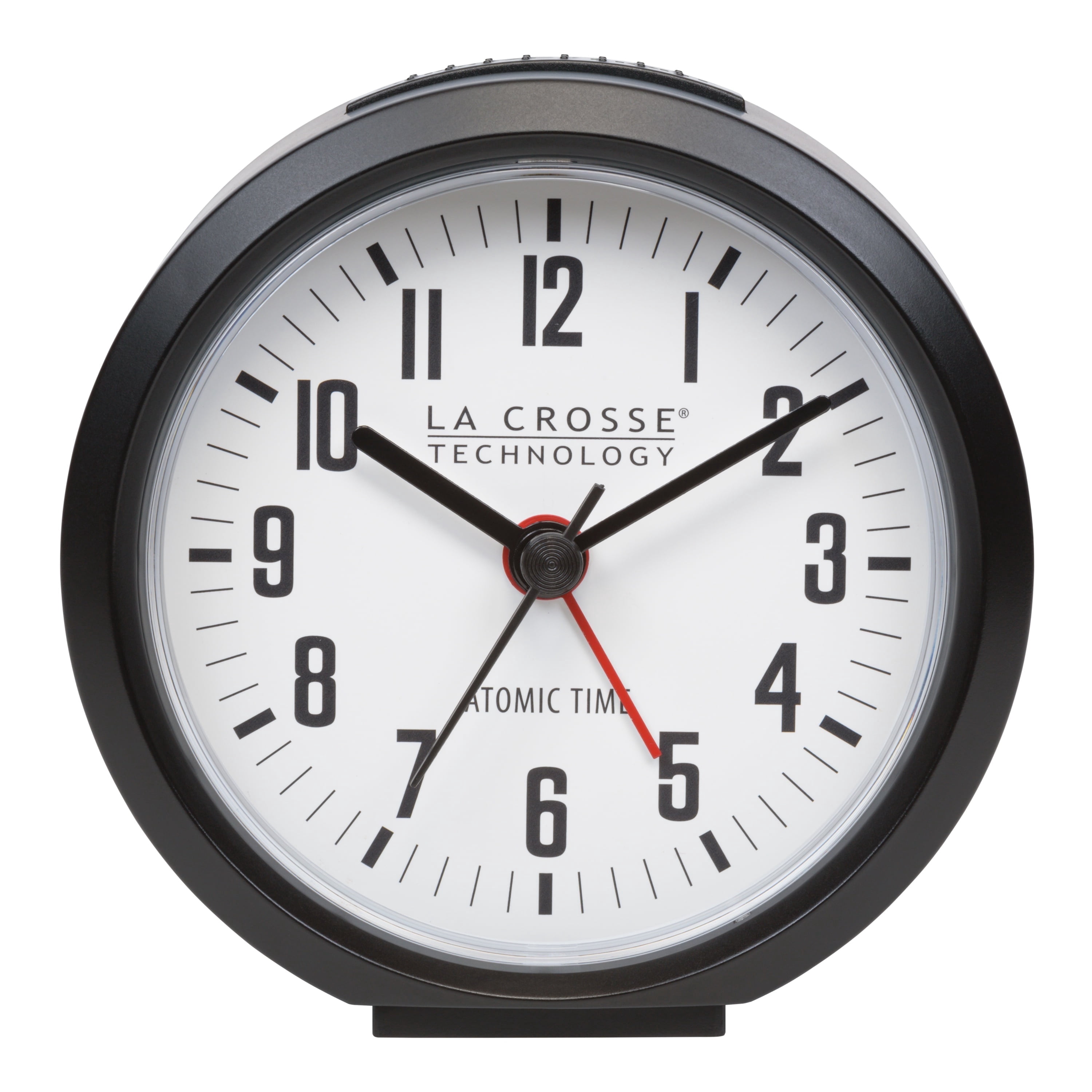 La Crosse Technology 4" Round Black Atomic Analog Alarm Clock, 617-710B