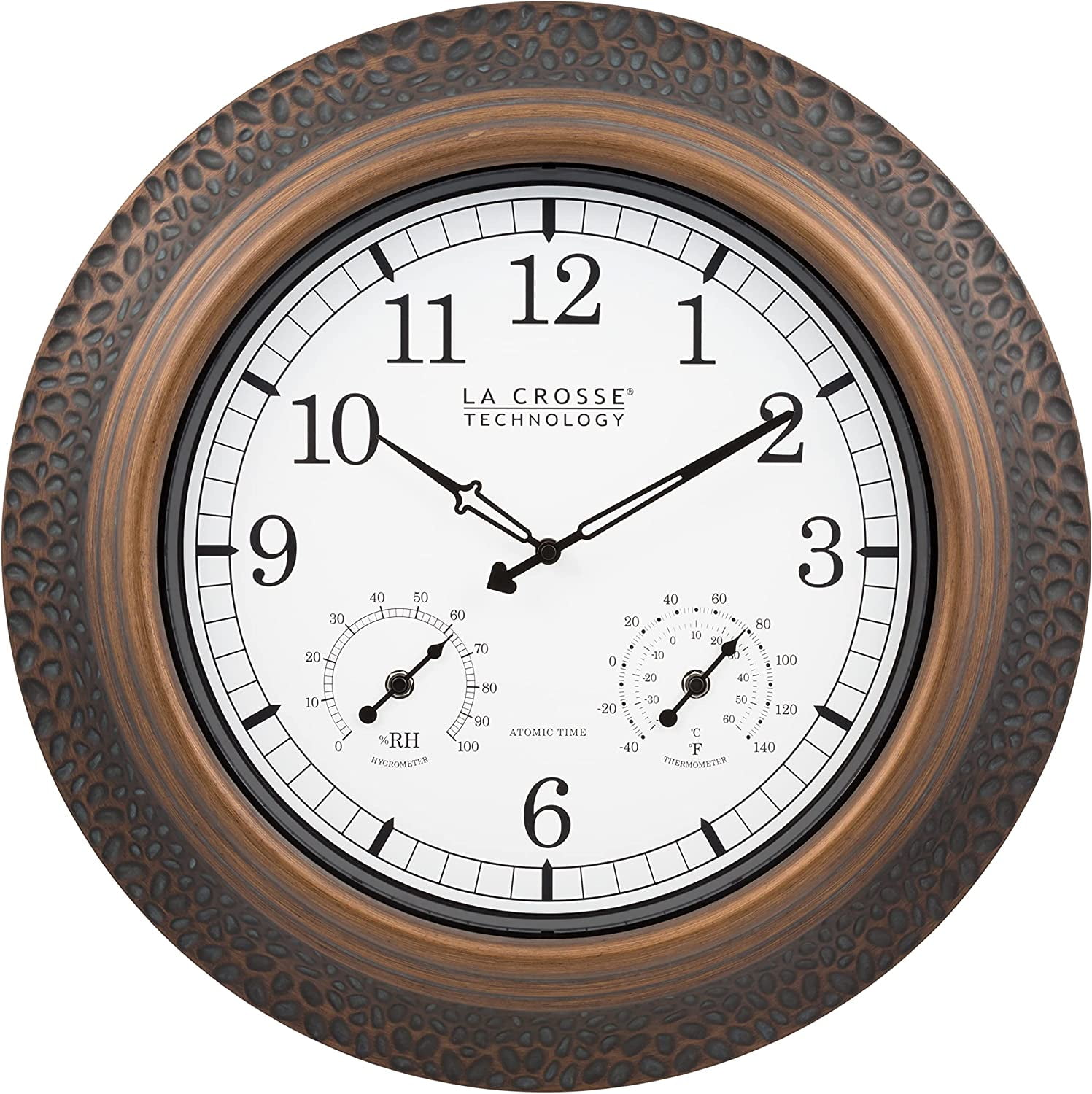 21-Inch Bronze Analog Wall Clock with Thermometer and Hygrometer