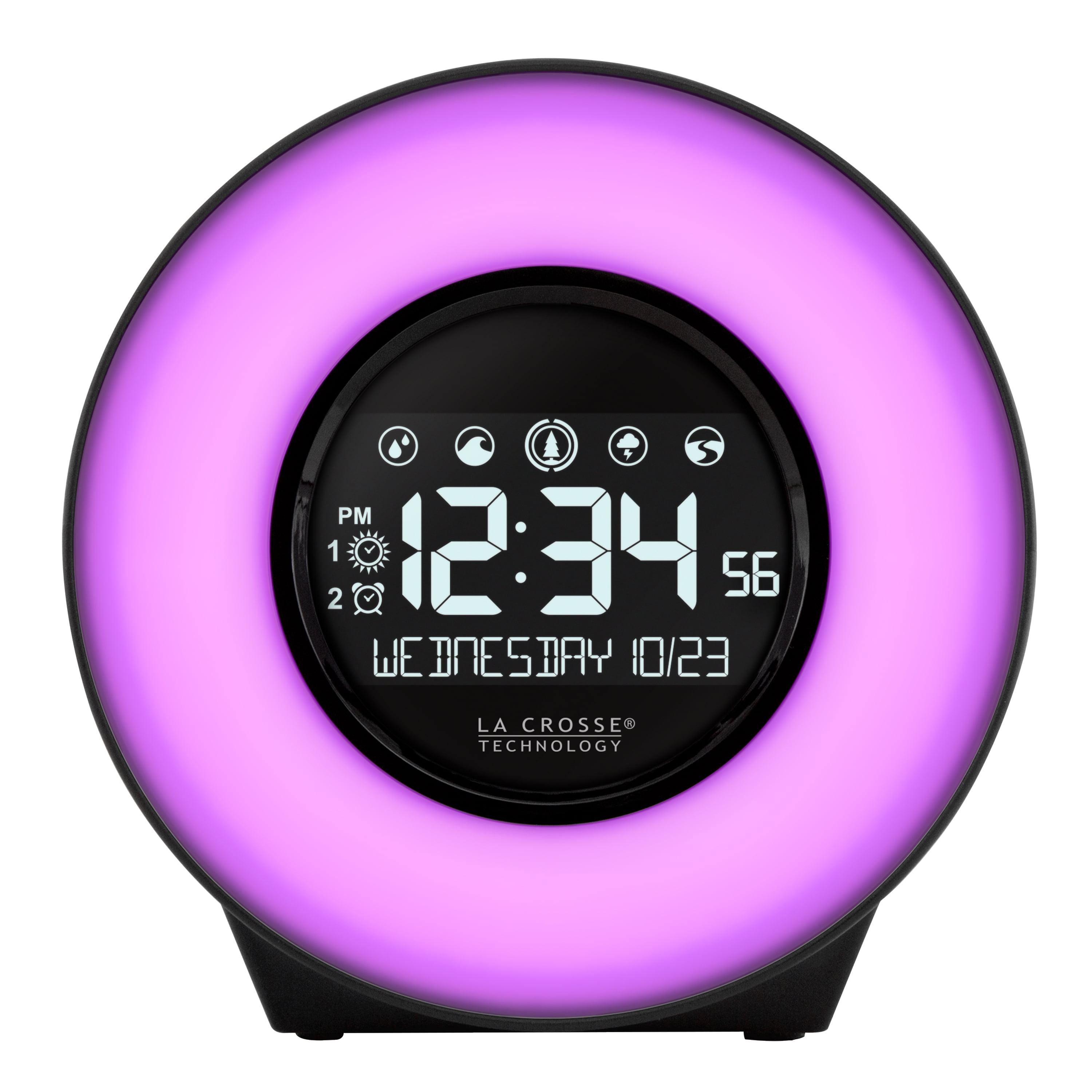 La Crosse Technology Digital Mood Light Bedside Round Alarm Clock, C83117