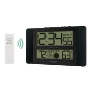 La Crosse Technology 513-1417BS Atomic Digital Clock with Temperature and Moon Phase, Black