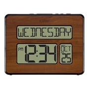 La Crosse Technology Digital Wall Clock with Calendar and Indoor Temperature, Walnut, 513-1419-WA