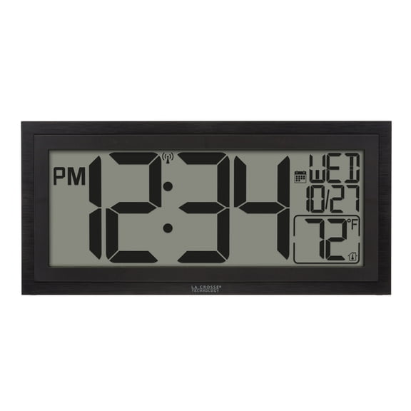 La Crosse Technology 515-1419-INT 15 Inch Textured Atomic Digital Wall Clock with Indoor Temperature