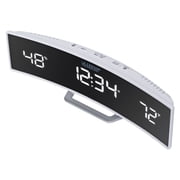 La Crosse Technology White Curved Mirrored LED Alarm Clock, 602-247