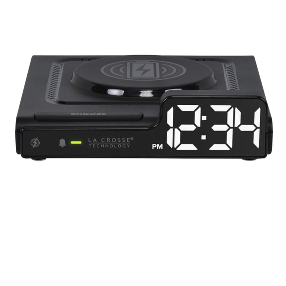 La Crosse Technology Amp Mini 15W Wireless Charging LED Alarm Clock, 617-143