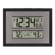 La Crosse Technology Atomic Digital Black & Silver Contemporary Clock, 512-65937-INT