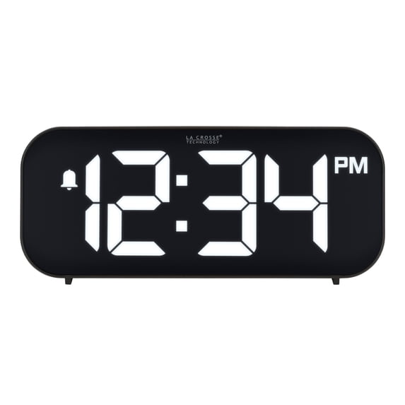 La Crosse Technology Black Insta-Set Digital LED Alarm Clock with Bluetooth Technology, 617-714