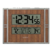 La Crosse Technology Atomic Digital Wall Clock with Indoor & Outdoor Temperature, BBB86088-INT