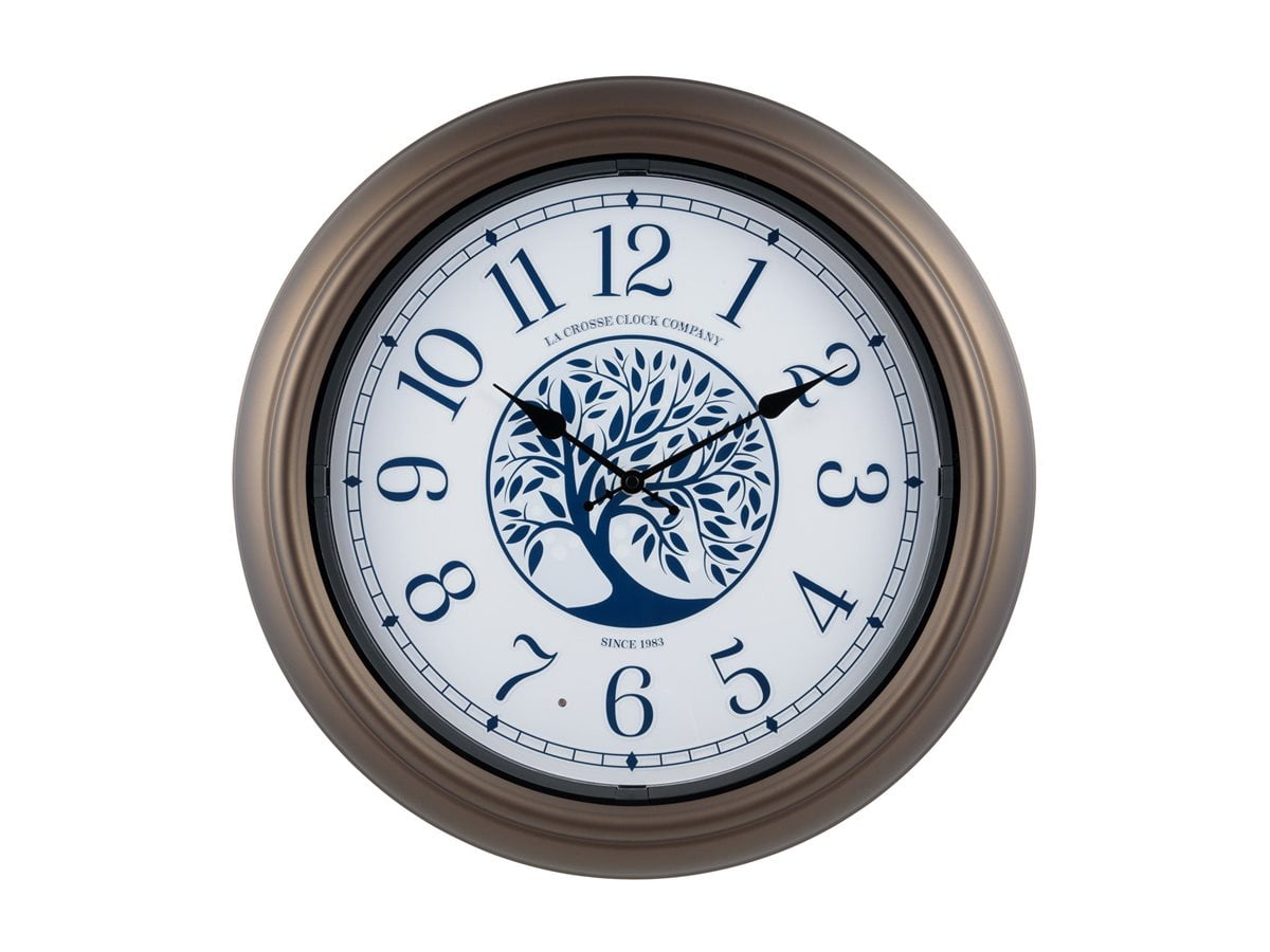 Bronze 18" Weather-Resistant Analog Wall Clock with Night Light